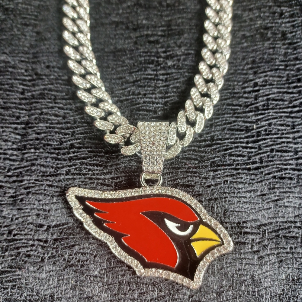 NFL Arizona Cardinals 20 Inch Necklace Pendant Cuban Chain Link Football Jewelry